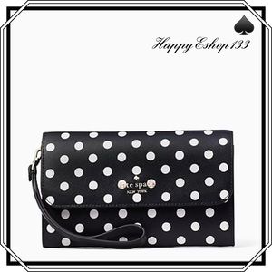 ♠️ kate spade ♠️ Polka Dots Dot Printed Saffiano Medium Phone Wallet Wristlet